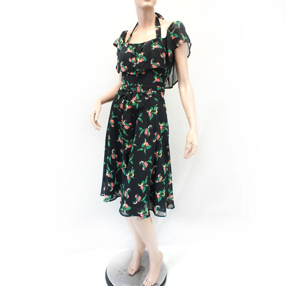 Vanessa Virginia Vintage Fairy Dress Flower Cocktail Lined Zip Bow Size 2